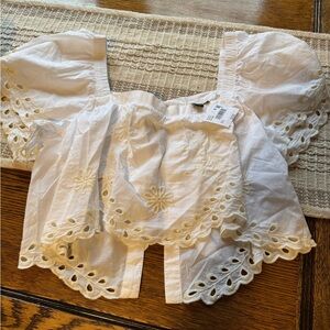 American Eagle Outfitters White Embroidered Top